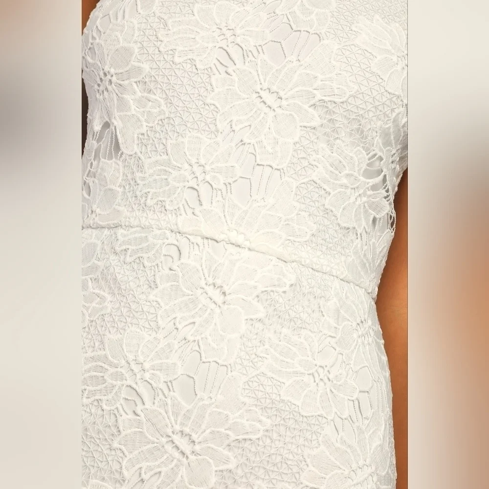 Lulus All the Charm White Lace Sleeveless High-Low Dress XL Wedding Party Prom